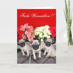 Frohe Weinachten!! pug puppy greeting card