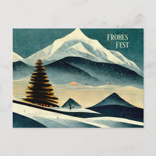 Frohes Fest. Weihnachtskarte mit Art Deco Motiv Postcard (Front)