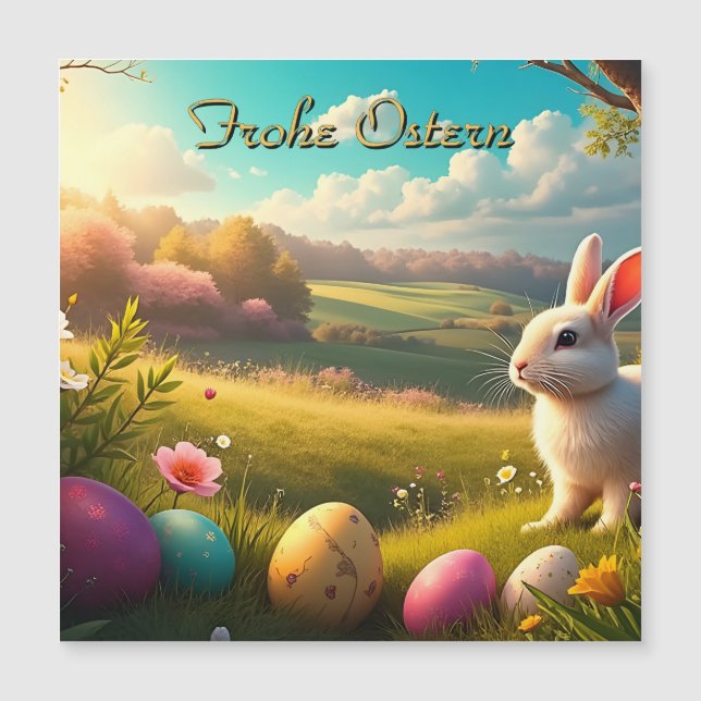 Fröhliche Ostern in einer Frühlingslandschaft (Front)