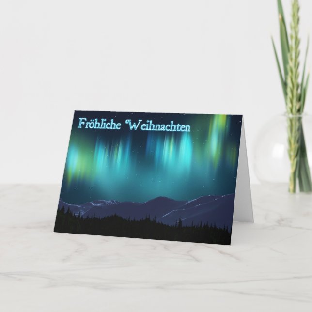 Fröhliche Weihnachten - Aurora Borealis Holiday Card (Front)