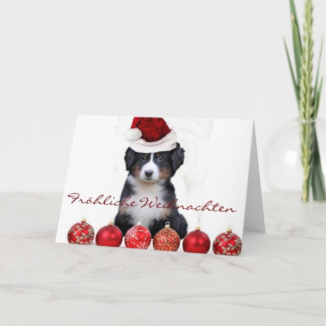 Fröhliche Weihnachten Bernese Mountain dog card (Front)