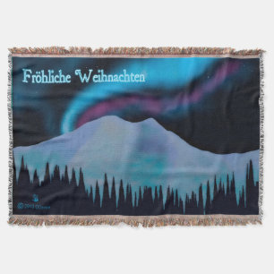 Frohliche Weihnachten - Blue Aurora Throw Blanket