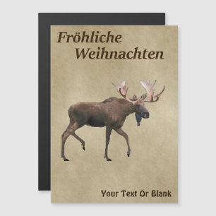 Fröhliche Weihnachten - Bull Moose On Old Paper