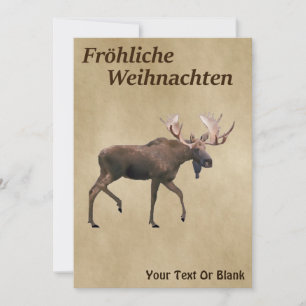 Fröhliche Weihnachten - Bull Moose On Old Paper