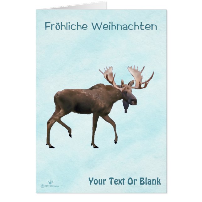 Fröhliche Weihnachten - Bull Moose On Snow (Front)