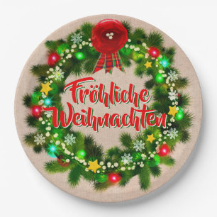 Fröhliche Weihnachten Christmas 9" Paper Plate