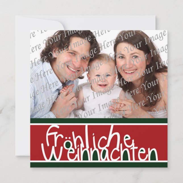 Frohliche Weihnachten Custom Photo Square Card (Front)