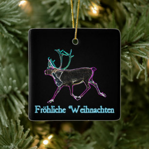 Frohliche Weihnachten - Electric Caribou Ceramic Tree Decoration