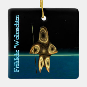 Frohliche Weihnachten - Fractal Inuit Hunter Ceramic Tree Decoration