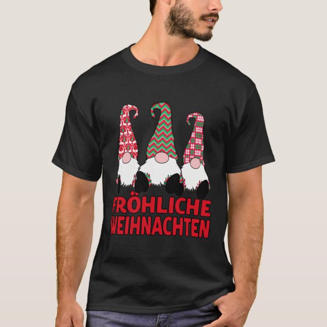 Fröhliche Weihnachten German Christmas Nordic Gnom T-Shirt (Front)