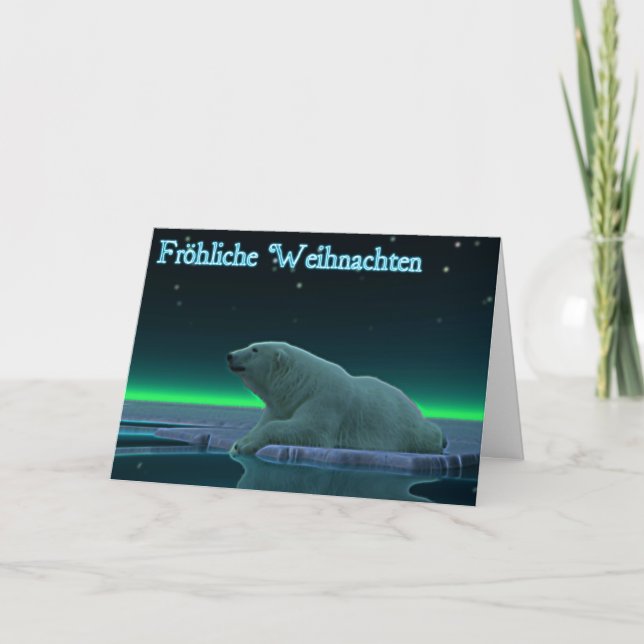 Frohliche Weihnachten - Ice Edge Polar Bear Holiday Card (Front)
