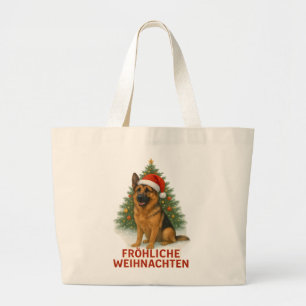 Fröhliche Weihnachten Schäferhund weihnachtshund Large Tote Bag