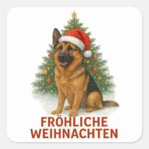 Fröhliche Weihnachten Schäferhund weihnachtshund Square Sticker