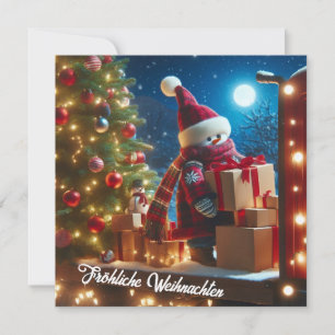 Fröhliche Weihnachten transporter bringing gifts Holiday Card