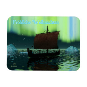 Frohliche Weihnachten - Viking Ship Magnet