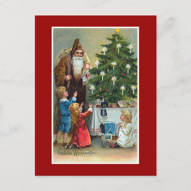 Frohliche Weihnachten Vintage Christmas Holiday Postcard (Front)