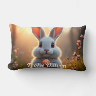 Fröhlicher Osterhase im Zauber des Frühlings Lumbar Cushion