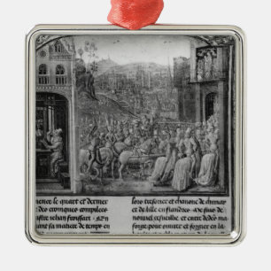 Froissart writing his chronicle metal tree decoration