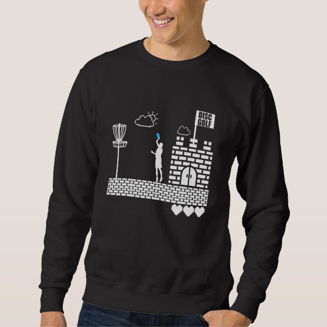 Frolf Crazy Retro 8 Bit Frisbee Discgolf Sweatshirt (Front)