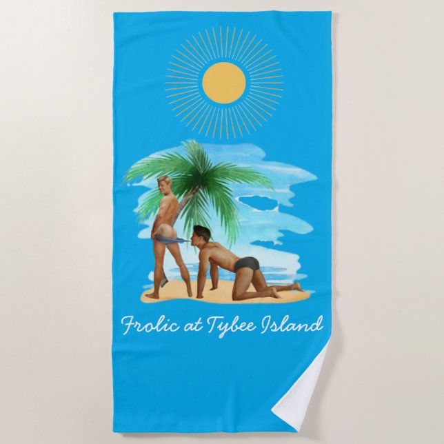 Frolic at Tybee Island Gay Beach Towel (Front)