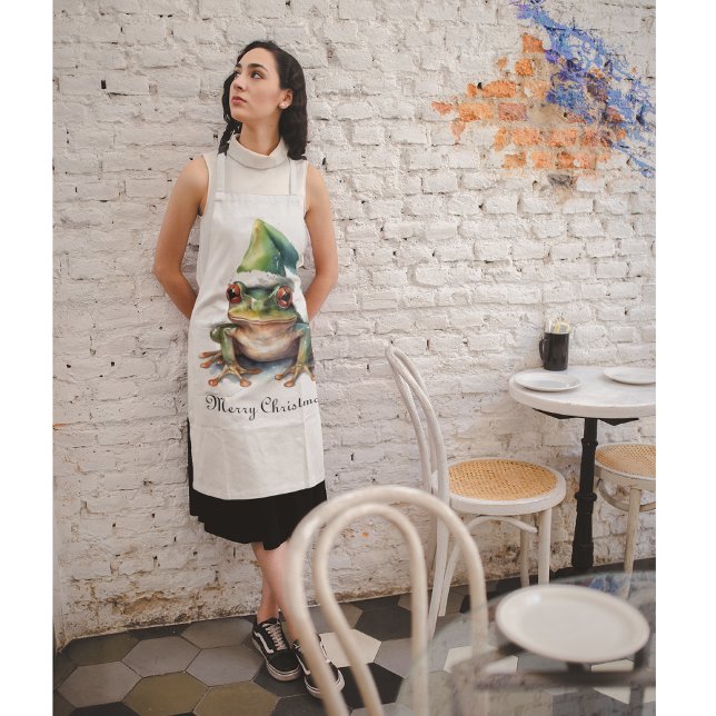 Frolic Christmas Frog, custom Apron (Creator Uploaded)
