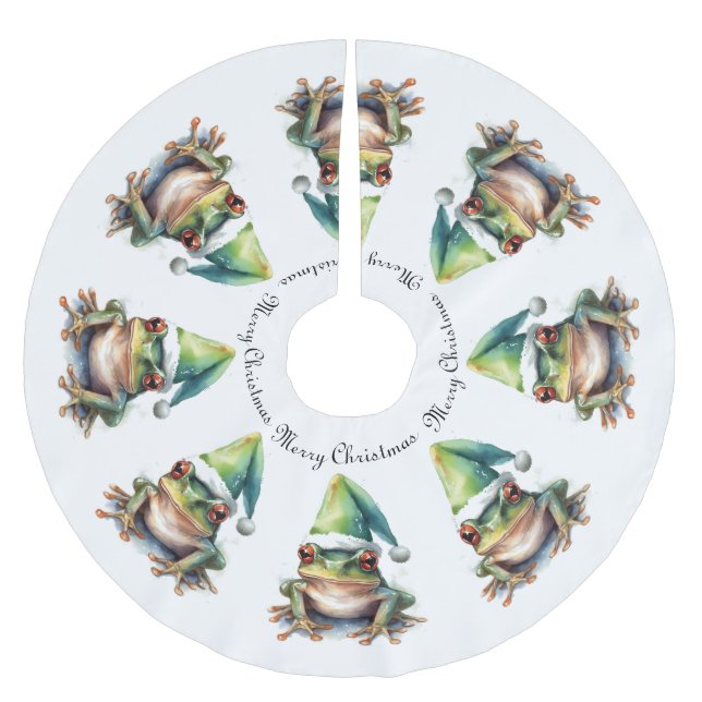 Frolic Christmas Frog, custom Brushed Polyester Tree Skirt (Front)