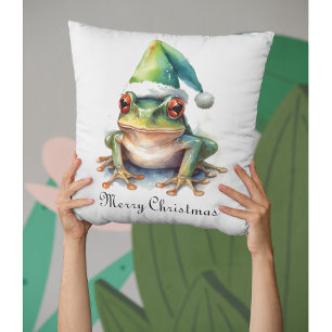 Frolic Christmas Frog, custom Cushion