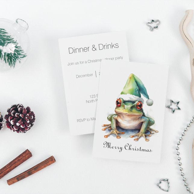 Frolic Christmas Frog, custom Invitation (Creator Uploaded)