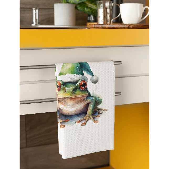 Frolic Christmas Frog, custom Tea Towel (Creator Uploaded)