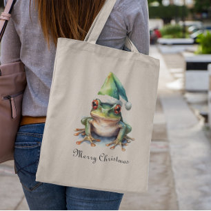 Frolic Christmas Frog, custom Tote Bag
