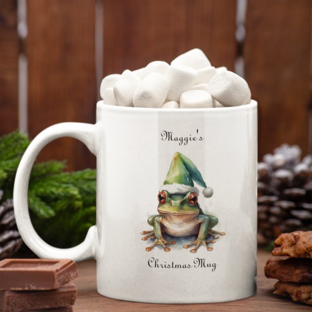 Frolic Christmas Frog, custom Two-Tone Coffee Mug (Creator Uploaded)