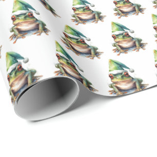 Frolic Christmas Frog Wrapping Paper