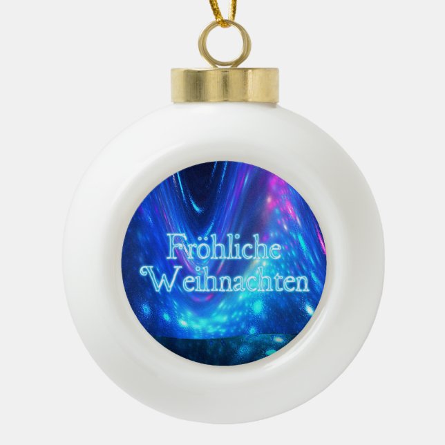 Froliche Weihnachten - Qaanaaq - Northern Lights Ceramic Ball Christmas Ornament (Front)