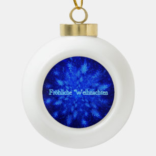 Froliche Weihnachten - Snowburst Ceramic Ball Christmas Ornament