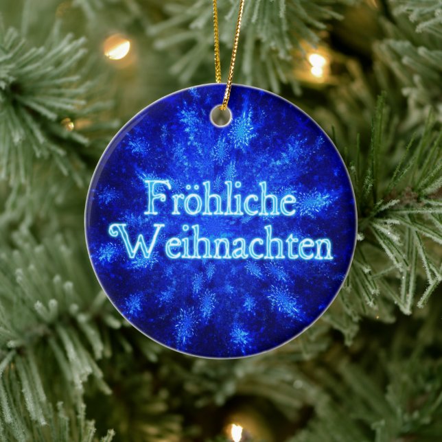 Froliche Weihnachten - Snowburst Ceramic Ornament (Tree)