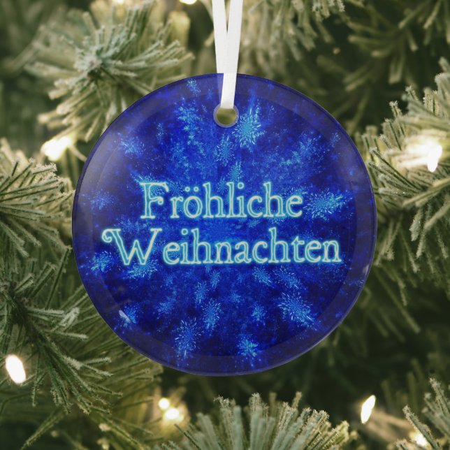 Froliche Weihnachten - Snowburst Glass Tree Decoration (Insitu)
