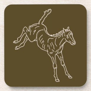 Frolicking Horse Foal - transparent line. Coaster
