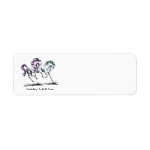 Frolicking Racing Wild Horses Return Address Label