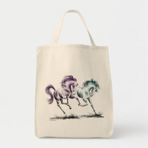 Frolicking Racing Wild Horses Tote Bag