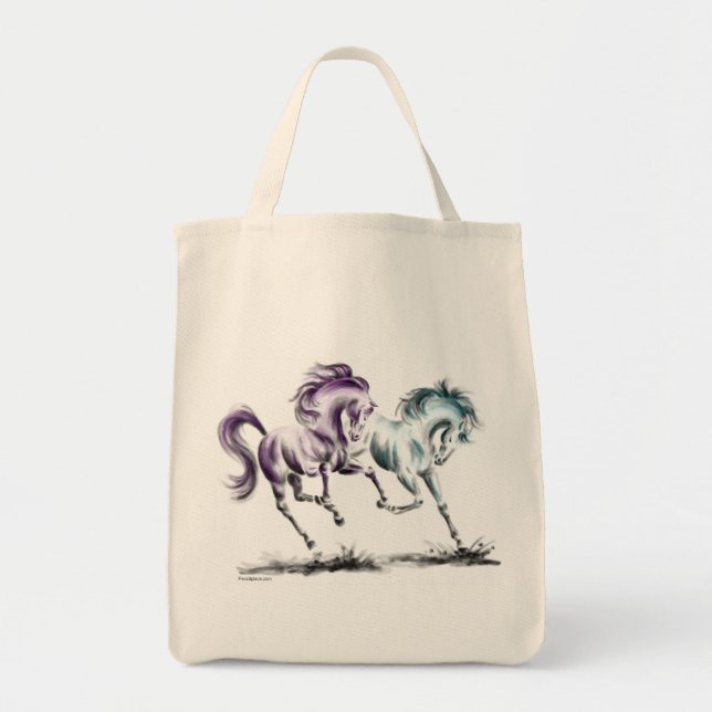 Frolicking Racing Wild Horses Tote Bag (Front)