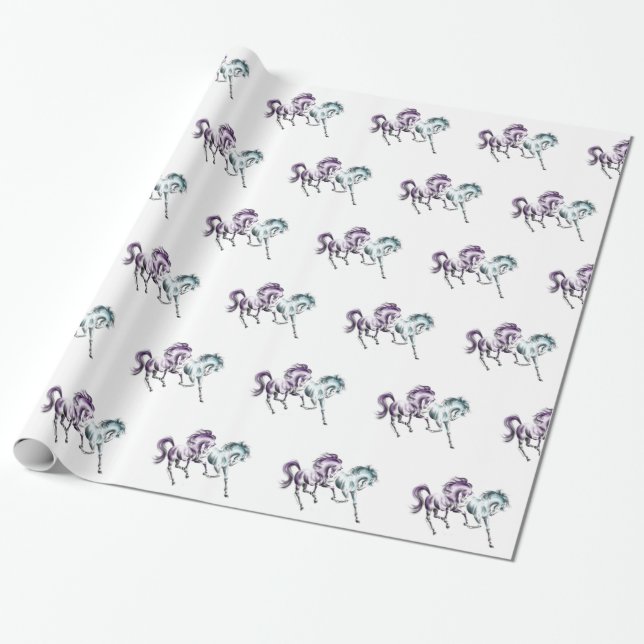 Frolicking Racing Wild Horses Wrapping Paper (Unrolled)