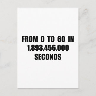 From  0 to 60 in seconds postcard