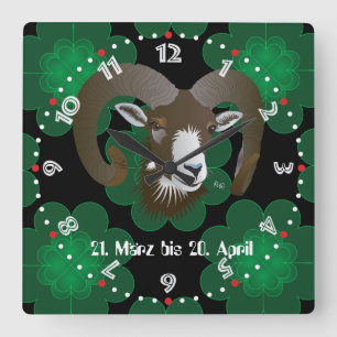 From 21 March to 20 April Square Wall Clock