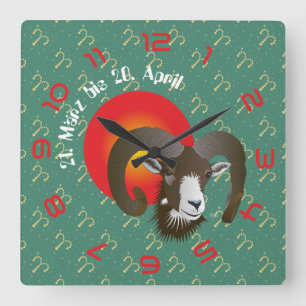 From 21 March to 20 April Square Wall Clock