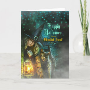 from a Ghoulish Bunch Witch and Cat Halloween Holiday Card