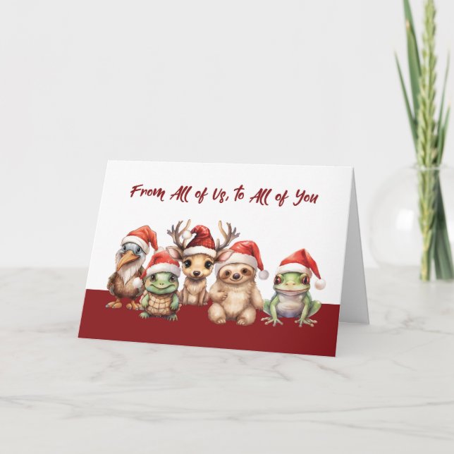 From All of Us To All of You Cute Animals In Santa Card (Front)