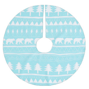 From Bears and Christmas-Teal Xmas Pattern Brushed Polyester Tree Skirt