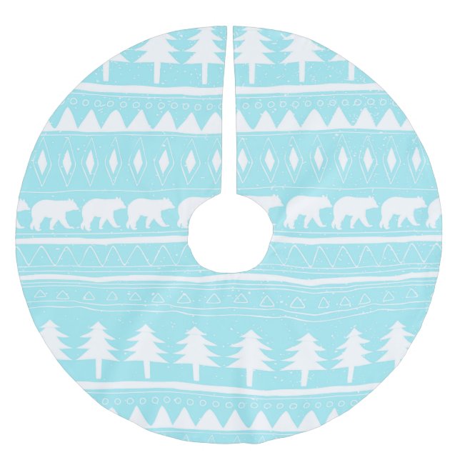 From Bears and Christmas-Teal Xmas Pattern Brushed Polyester Tree Skirt (Front)