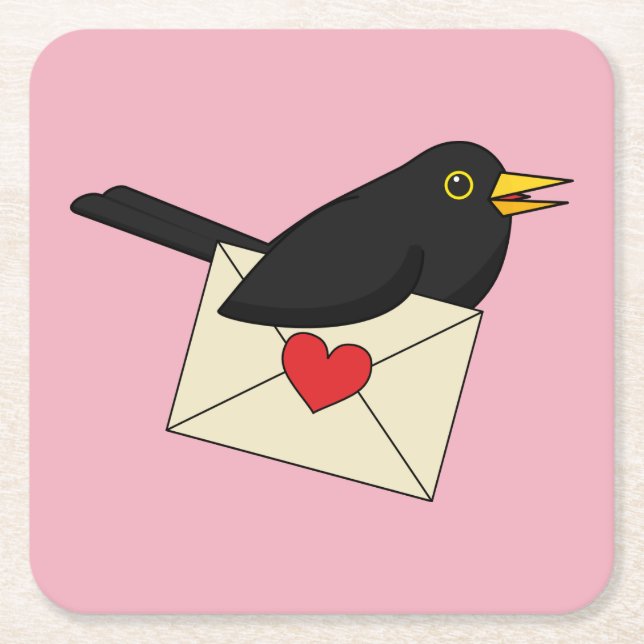 From Blackbird with Love Square Paper Coaster (Front)