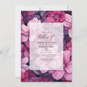 From Blush To Currant Red Floral Spring Wedding Invitation